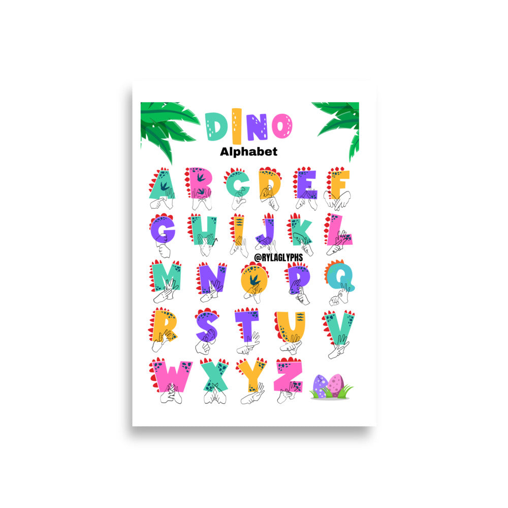 Dinosaur Alphabet Poster Pink/Purple