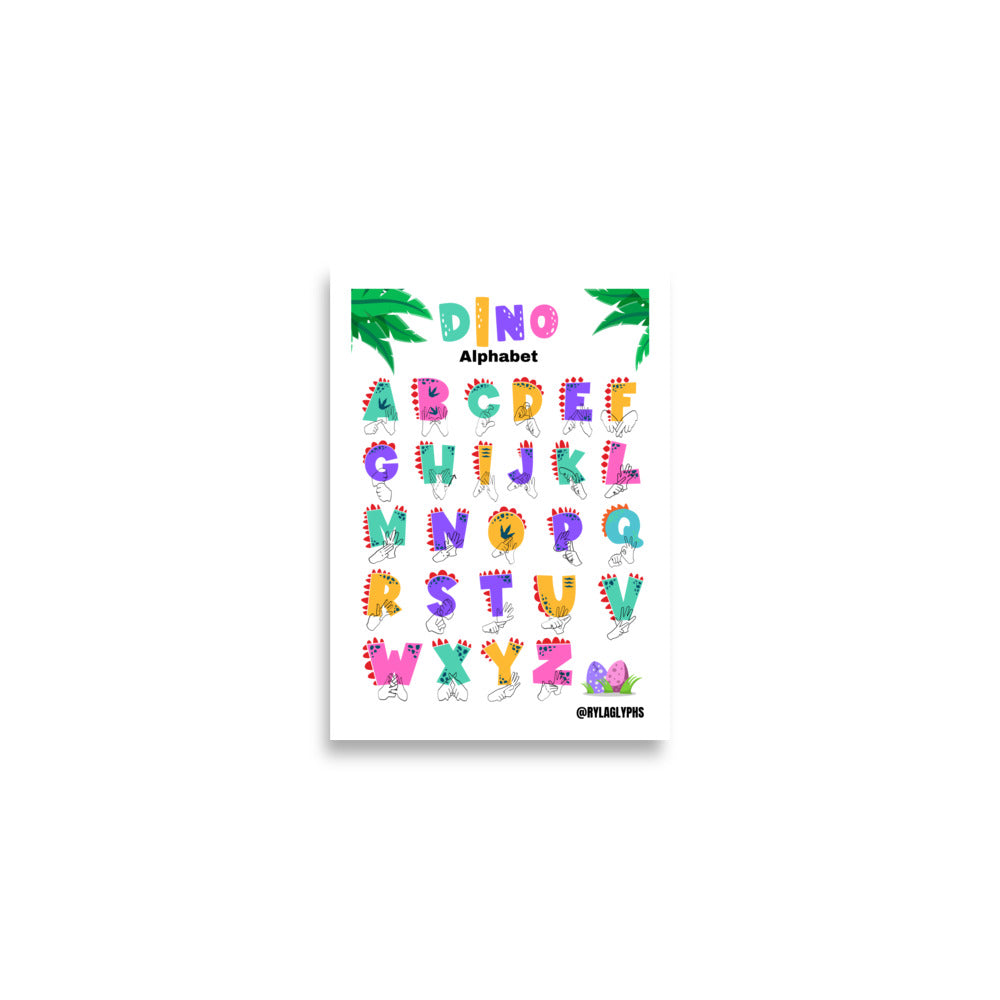 Dinosaur Alphabet Poster Pink/Purple