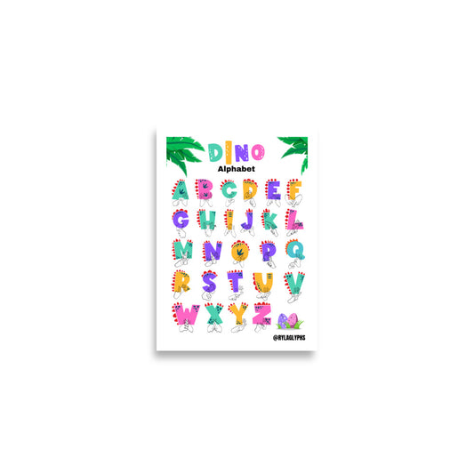 Dinosaur Alphabet Poster Pink/Purple