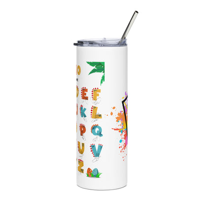 Dinosaur Alphabet Stainless steel tumbler Orange/Red