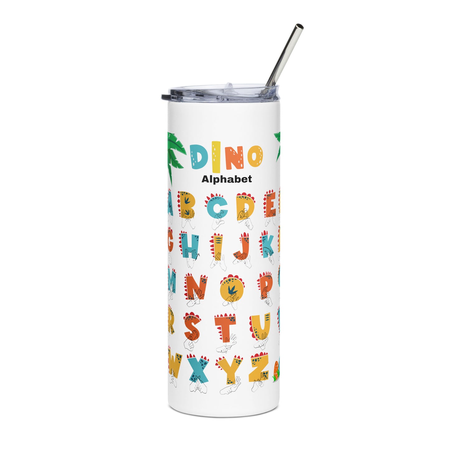 Dinosaur Alphabet Stainless steel tumbler Orange/Red