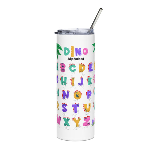 Dinosaur Alphabet Stainless steel tumbler Pink/Purple