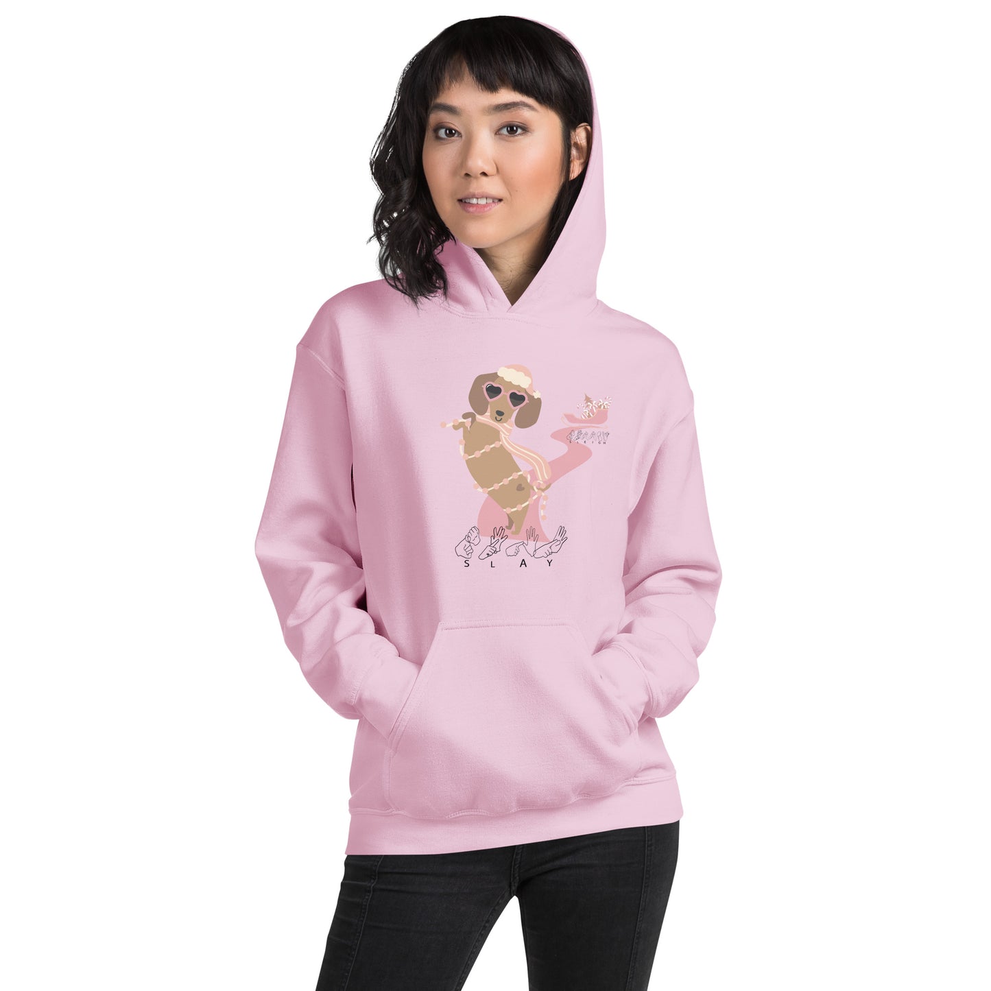 Dachshund is it SLAY or Sleigh Adult Hoodie