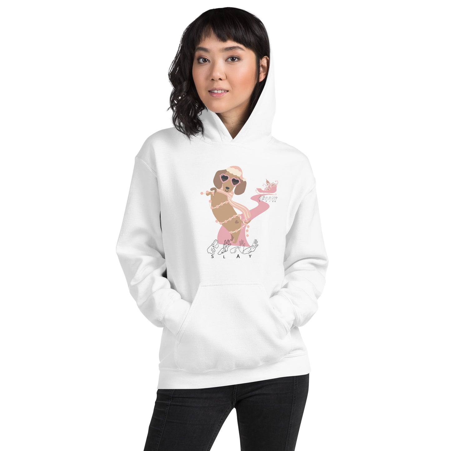 Dachshund is it SLAY or Sleigh Adult Hoodie