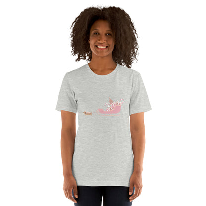 Dachshund Away with the Sleigh Adult T-Shirt